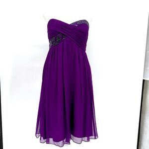 Maggy London Purple Strapless Mini Dress